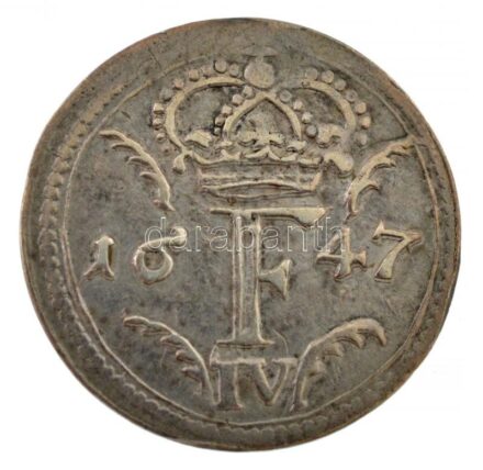 1647. 'IV. Ferdinánd pozsonyi koronázására' Ag koronázási zseton. 'REX BOHAE - ARCH AVST - CORONATVS - IN REGE VNGA - RIE 16 IVNY' (1,33g/18mm) T:2,2- kis ph. / Hungary 1647. 'Coronation of Ferdinand IV hungarian king in Pressburg' Ag