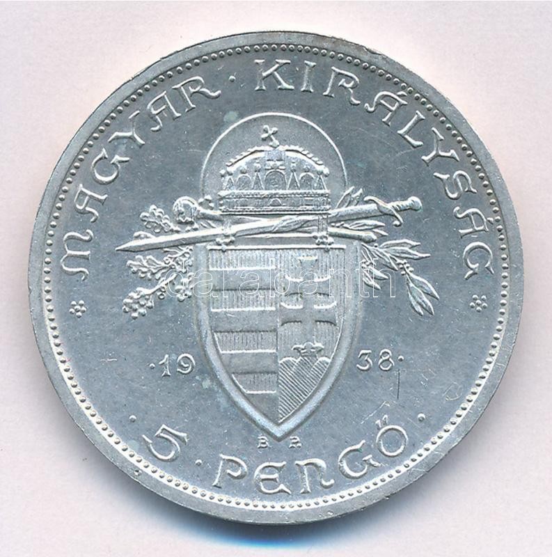1938. 5P Ag 'Szent István' T:2 kis patina Adamo P8.1 - Image 2