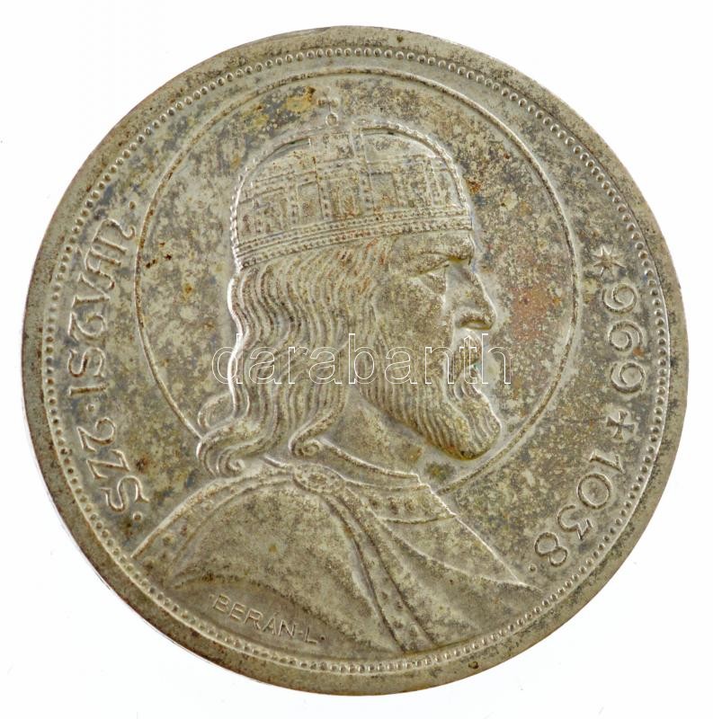 1938. 5P Ag 'Szent István' dísztokban T:1- patina Adamo P8.1