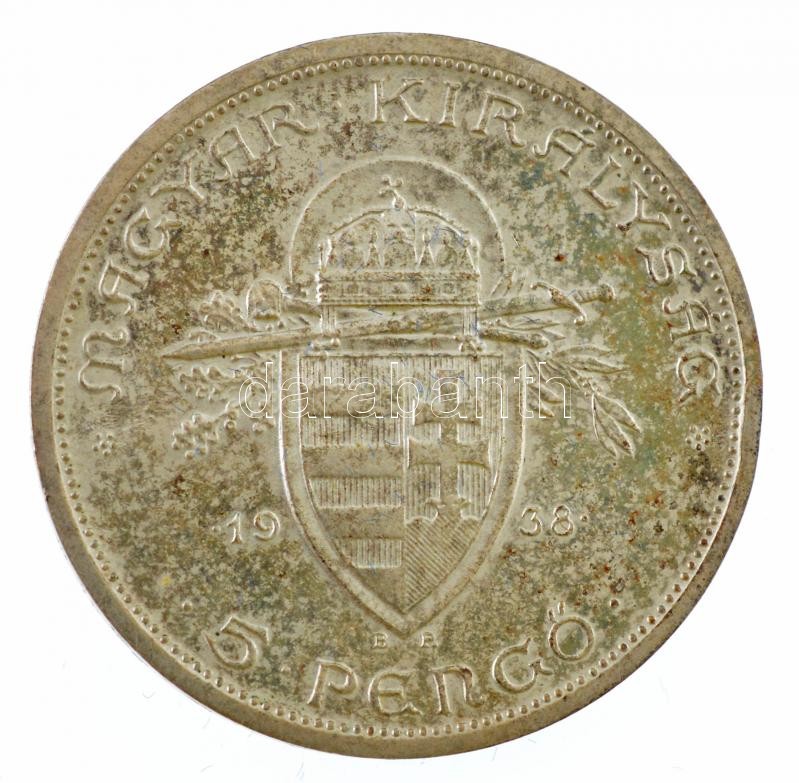 1938. 5P Ag 'Szent István' dísztokban T:1- patina Adamo P8.1 - Image 2