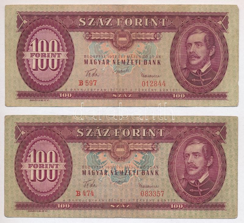 1957. 100Ft (5x) T:III,III- közte szép papír Adamo F29 - Image 3
