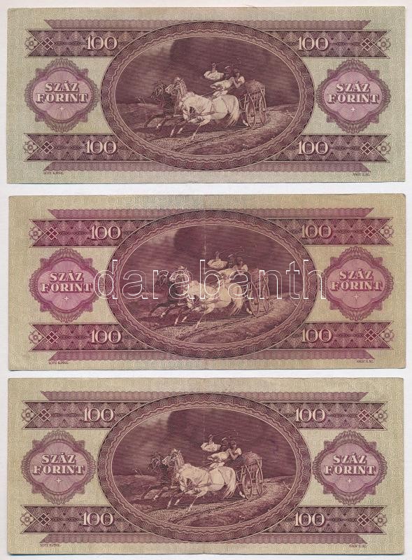 1957. 100Ft (5x) T:III,III- közte szép papír Adamo F29 - Image 2