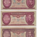 1957. 100Ft (5x) T:III,III- közte szép papír Adamo F29