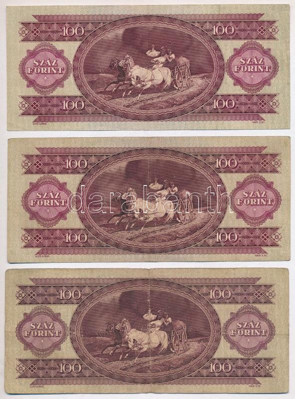 1957. 100Ft (5x) T:III,III- közte szép papír Adamo F29 - Image 2