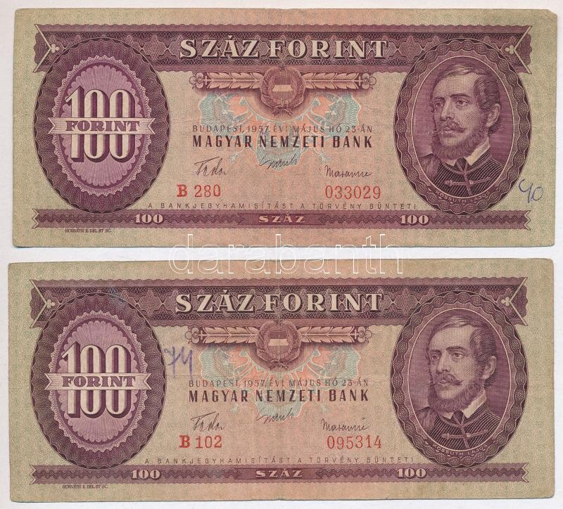 1957. 100Ft (5x) T:III,III- közte szép papír Adamo F29 - Image 3