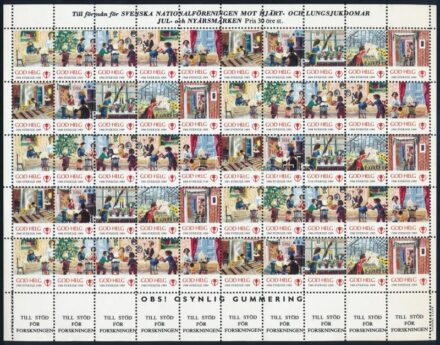 Svédország 1988 Karácsony és újév 50-es levélzáró ív