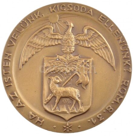 1955. 'Budapesti Református Theologiai Akadémia 1855-1955 / Ha az Isten velünk, kicsoda ellenünk?' kétoldalas Br emlékérem (60mm) T:1- patina, kis ph
