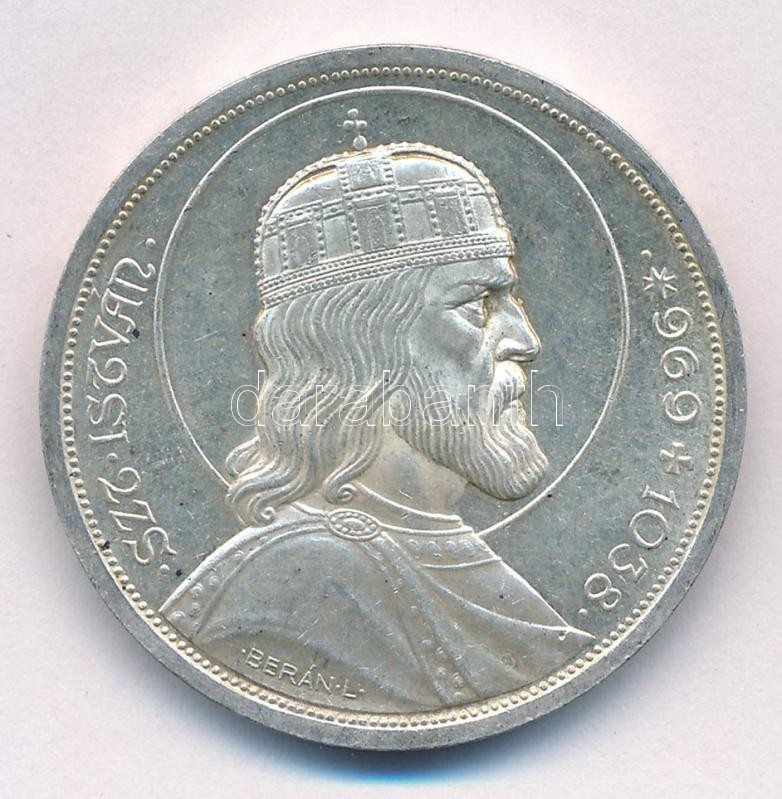 1938. 5P Ag 'Szent István' T:1-,2 patina, kis ph. Adamo P8.1