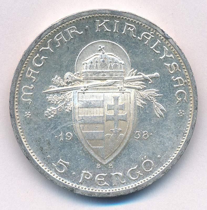 1938. 5P Ag 'Szent István' T:1-,2 patina, kis ph. Adamo P8.1 - Image 2