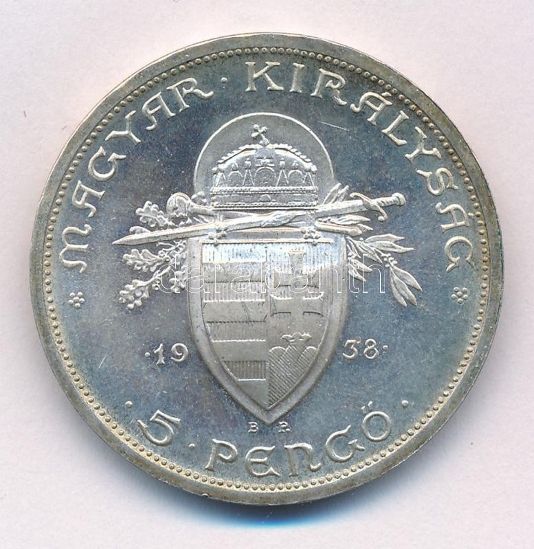 1938. 5P Ag 'Szent István' T:1- patina Adamo P8.1 - Image 2