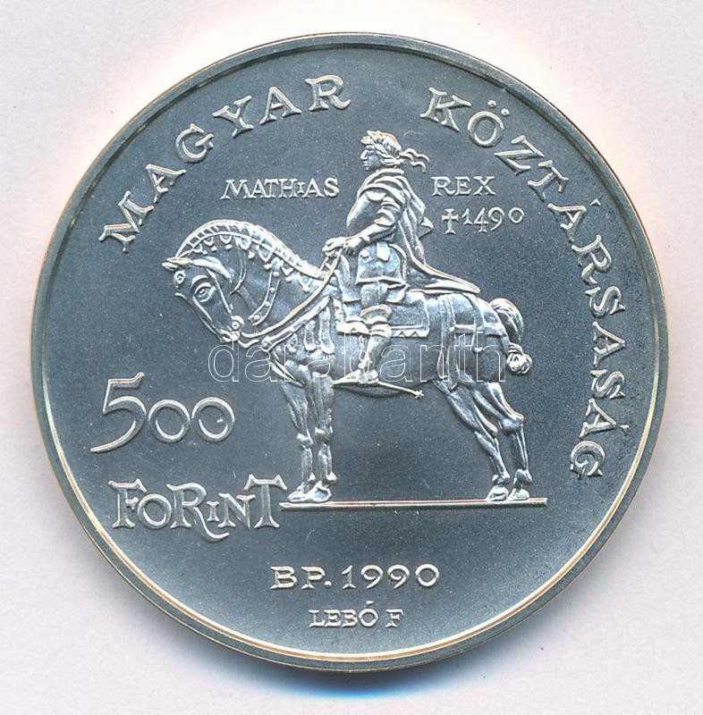 1990. 500Ft Ag 'Mátyás király / Beatrix' T:BU patina Adamo EM113 - Image 2