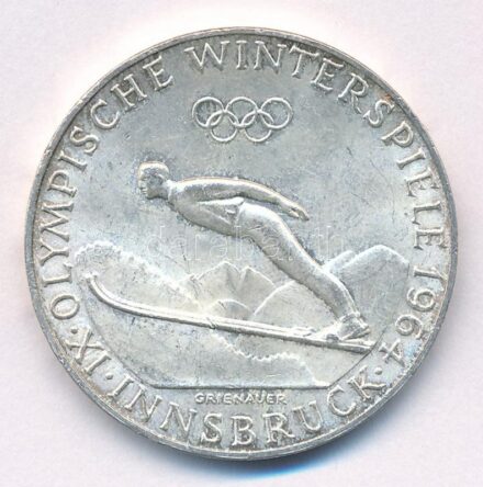 Ausztria 1964. 50Sch Ag 'IX. Téli Olimpia Innsbruck' T:1- kis patina Austria 1964. 50 Schilling Ag '9th Winter Olymplics Innsbruck' C:AU small patina Krause KM#2896