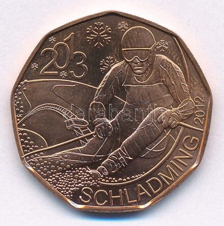 Ausztria 2013. 5E Cu 'Schladming Sí Világbajnokság' T:1 Austria 2013. 5 Euro Cu 'Ski WM Schladming 2013' C:UNC Krause KM#3215