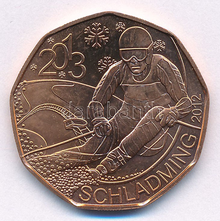 Ausztria 2013. 5E Cu 'Schladming Sí Világbajnokság' T:1 Austria 2013. 5 Euro Cu 'Ski WM Schladming 2013' C:UNC Krause KM#3215
