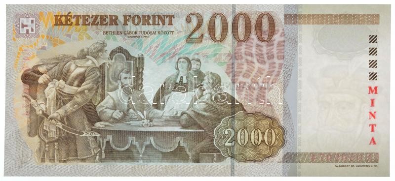 2003. 2000Ft piros 'MINTA' felülnyomással 'CA 0000074' sorszámmal T:I / Hungary 2003. 2000 Forint with red 'MINTA (SPECIMEN)' overprint and with 'CA 0000074' serial number C:UNC Adamo F56CM2 - Image 2