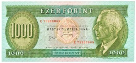 1996. 1000Ft 'E 75933068' T:I,I- apró sarokhajlás/ Hungary 1996. 1000 Forint 'E 75933068' C:UNC,AU tiny corner bend Adamo F48