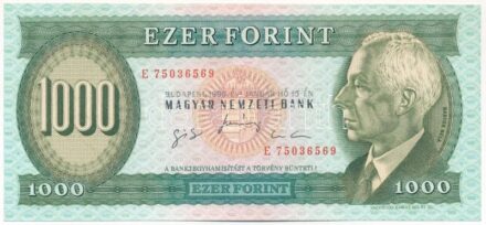 1996. 1000Ft 'E 75036569' T:UNC,AU apró sarokhajlás / Hungary 1996. 1000 Forint 'E 75036569' C:UNC,AU tiny corner bend Adamo F48