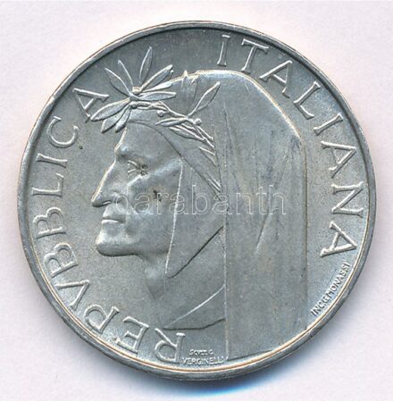 Olaszország 1965R 500L Ag 'Dante születésének 700. évfordulója' T:1-,2 Italy 1965R 500 Lire Ag '700th Anniversary - Birth of Dante' C:AU,XF Krause KM#100