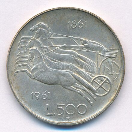 Olaszország 1961. 500L Ag 'Olasz egység századfordulója' T:1-,2 patina Italy 1961. 500 Lire Ag 'Italian Unification Centennial' C:AU,XF patina Krause KM#99