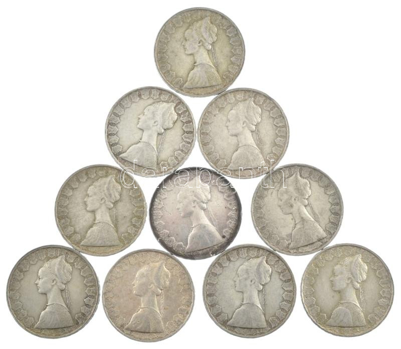 Olaszország 1960R 500L Ag 'Kolumbusz hajói' (10x) T:2-3 patina, ph. Italy 1960R 500 Lire Ag 'Columbus' ships' (10x) C:XF-F patina, edge error Krause KM#98 - Image 2