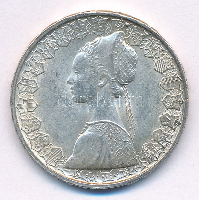 Olaszország 1964R 500L Ag 'Kolumbusz hajói' T:1-,2 patina Italy 1964R 500 Lire Ag 'Columbus' ships' C:AU,XF patina Krause KM#98 - Image 2