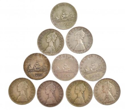 Olaszország 1961. 500L Ag 'Olasz egység századfordulója' (10x) T:2-3 patina Italy 1961. 500 Lire Ag 'Italian Unification Centennial' (10x) C:XF-F patina Krause KM#99