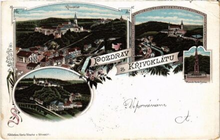 1898 (Vorläufer) Krivoklát, castle, general view, monument. Art Nouveau, floral, litho (EB)