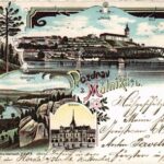 1899 (Vorläufer) Melník, Zriceniny Kokorina, Kokorinsky dul, Rádnice. Karl Schwidernoch Art Nouveau, floral, litho (EK)