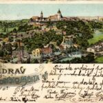 Nové Mesto nad Metují, general view. Th. Böhm Art Nouveau, floral, litho (EK)