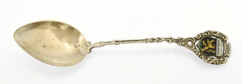 Ezüst (Ag) Heildelberg zománcos dísz kanál, h: 11,5cm, jelzett, nettó:11,68g