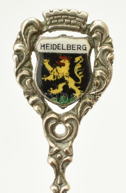 Ezüst (Ag) Heildelberg zománcos dísz kanál, h: 11,5cm, jelzett, nettó:11,68g - Image 2