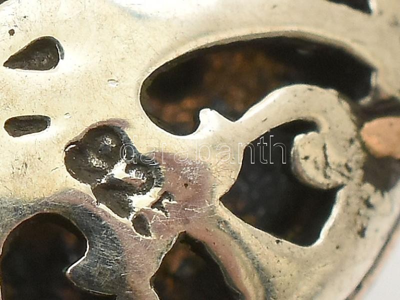 Ezüst (Ag) aranyozott, köves fülbevaló, jelzett, bruttó: 9,26g - Image 2