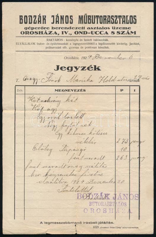 1927 Népünnepély meghívó a Magyar Postaaltisztek Országos Egyesületének Orosházi Csoportjától.