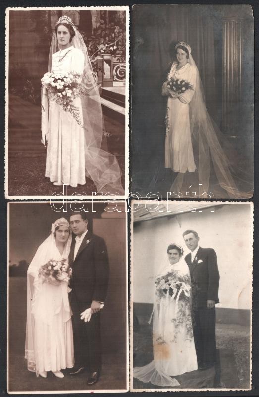 1930/40-es évek 9db esküvői kép 13x9 cm - Image 2