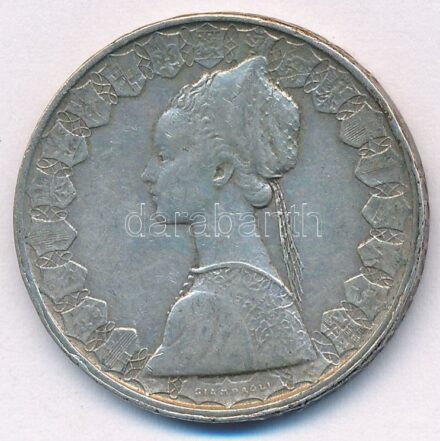 Olaszország 1961R 500L Ag 'Kolumbusz hajói' T:2,2- patina Italy 1961R 500 Lire Ag 'Columbus' Ships' C:XF,VF patina Krause KM#98