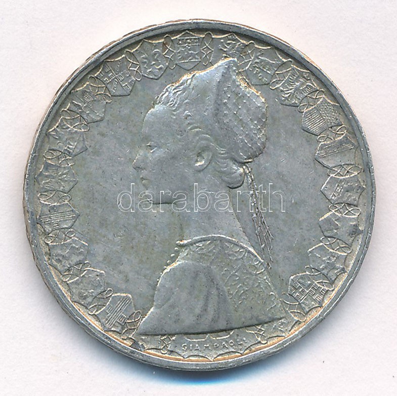 Olaszország 1959R 500L Ag 'Kolumbusz hajói' T:2 patina, kis ph Italy 1959R 500 Lire Ag 'Columbus' Ships' C:XF patina, small edge error Krause KM#98 - Image 2