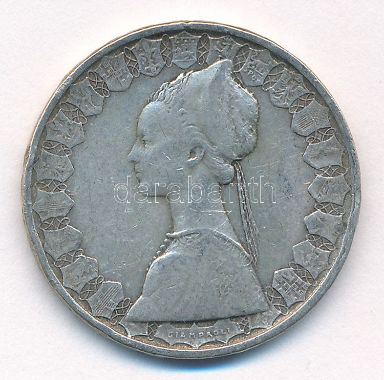 Olaszország 1961R 500L Ag 'Kolumbusz hajói' T:2,2- patina, ph, karc Italy 1961R 500 Lire Ag 'Columbus' Ships' C:XF,VF patina, edge error, scratch Krause KM#98 - Image 2