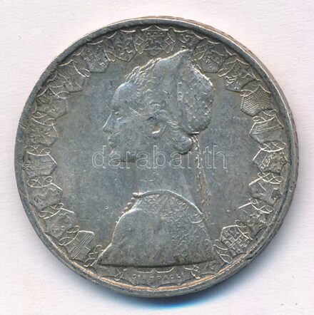 Olaszország 1958R 500L Ag 'Kolumbusz hajói' T:2 patina, ph Italy 1958R 500 Lire Ag 'Columbus' Ships' C:XF patina, edge error Krause KM#98