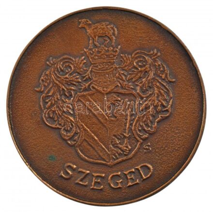 ~1970-1980. 'Véradásért - Vöröskereszt Véradó Szolgálat / Szeged' kétoldalas, öntött bronz emlékérem (88mm) T:1- kis patina