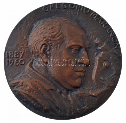 Kő Pál (1941-2020) ~1960. 'Gregorio Maranon 1887-1960' spanyol orvost ábrázoló kétoldalas bronz emlékérem (80mm) T:1