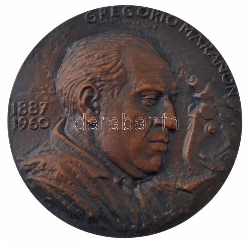 Kő Pál (1941-2020) ~1960. 'Gregorio Maranon 1887-1960' spanyol orvost ábrázoló kétoldalas bronz emlékérem (80mm) T:1