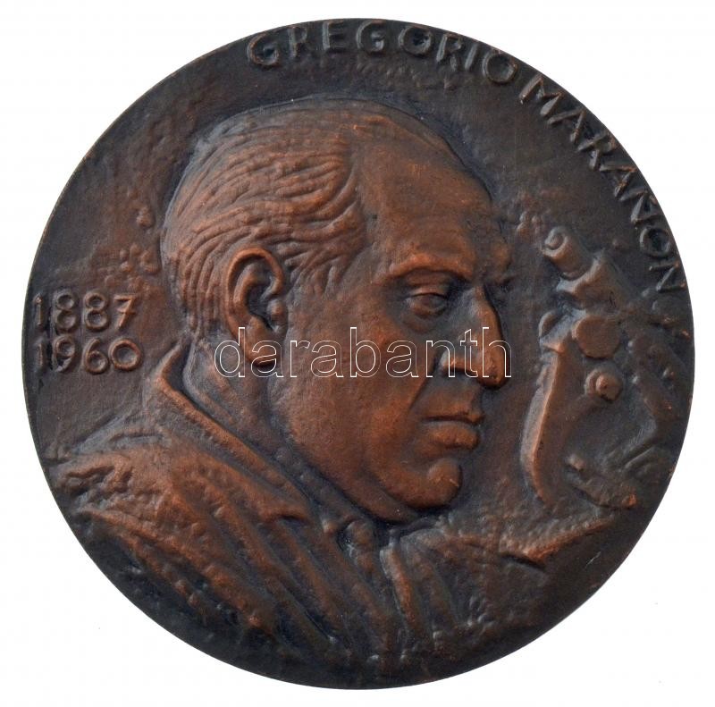 Kő Pál (1941-2020) ~1960. 'Gregorio Maranon 1887-1960' spanyol orvost ábrázoló kétoldalas bronz emlékérem (80mm) T:1 - Image 2