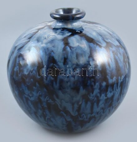 Zsolnay díszváza, kristálymázas porcelánfajansz, körpecséttel jelzett, hibátlan, 1900 körül, m: 30cm, d: 30 cm