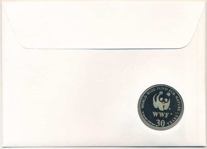 Szváziföld DN (1991) 'A Világ Vadvédelmi Alap (WWF) 30. évfordulója - Ceratotherium Simum Cottoni (Északi szélesszájú orrszarvú)' kétoldalas Cu-Ni emlékérem érmés borítékban, bélyeggel és bélyegzéssel, német nyelvű - Image 2