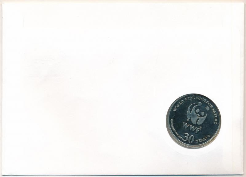 Szent Ilona-sziget DN (1991) 'A Világ Vadvédelmi Alap (WWF) 30. évfordulója - Physeter Catodon (Nagy ámbráscet)' kétoldalas Cu-Ni emlékérem érmés borítékban, bélyeggel és bélyegzéssel, német nyelvű ismertetővel T:PP St. Helena - Image 2