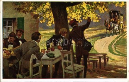 Was kommt dort von der Höh. Volksliederkarten von Paul Hey Nr. 33. / German art postcard s: Paul Hey