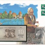 Litvánia 1991. 10L felbélyegzett borítékban, bélyegzéssel T:I Lithuania 1991. 10 Litu in envelope with stamp and cancellation C:UNC