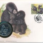 Ruanda DN (1991) 'A Világ Vadvédelmi Alap (WWF) 30. évfordulója - Gorilla Gorilla Beringei (Hegyi gorilla)' kétoldalas fém emlékérem érmés borítékban, bélyeggel és bélyegzéssel, német nyelvű ismertetővel T:1 Rwanda ND (1991)