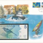 Holland-Antillák 1986. 5G borítékban, alkalmi bélyeggel és bélyegzéssel T:I Netherlands Antilles 1986. 5 Gulden in envelope with stamps and cancellations C:UNC