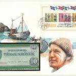 Feröer-szigetek 1949. 10K felbélyegzett borítékban, bélyegzéssel T:I Faroe Islands 1949. 10 Kronur in envelope with stamp and cancellation C:UNC
